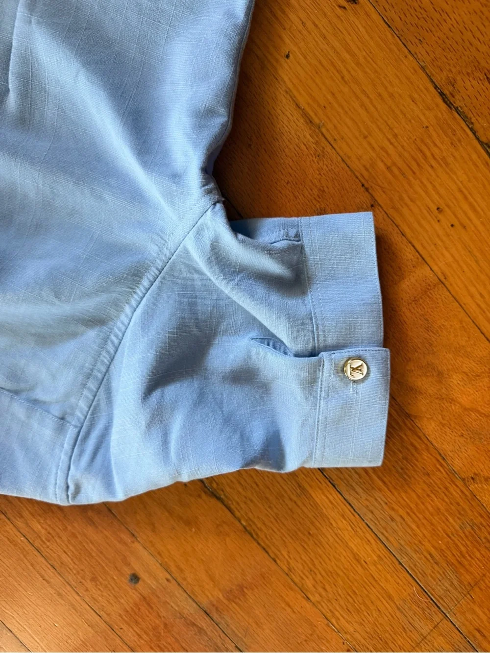 Louis Vuitton Pale Blue Short Sleeve Button-Down Shirt with Patch